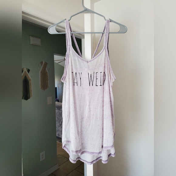 Tops - Stay Weird Pastel Purple Sheer Tank Top